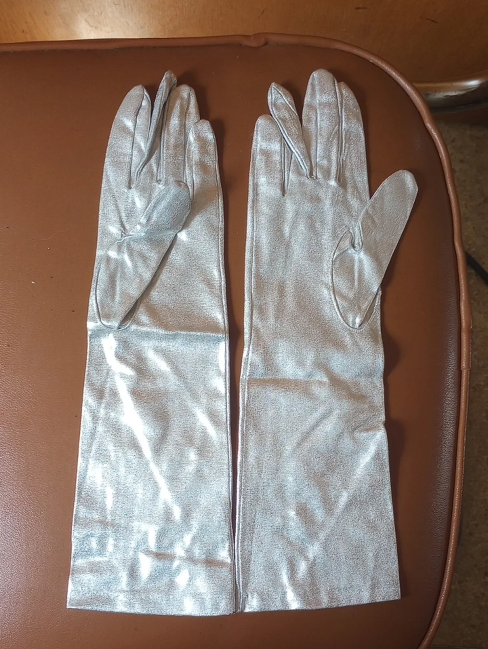Vintage Retro Metallic Silver Formal Prom Gloves